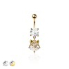 316L SURGICAL STEEL CZ FOX DANGLE BELLY BUTTON NAVEL RING 